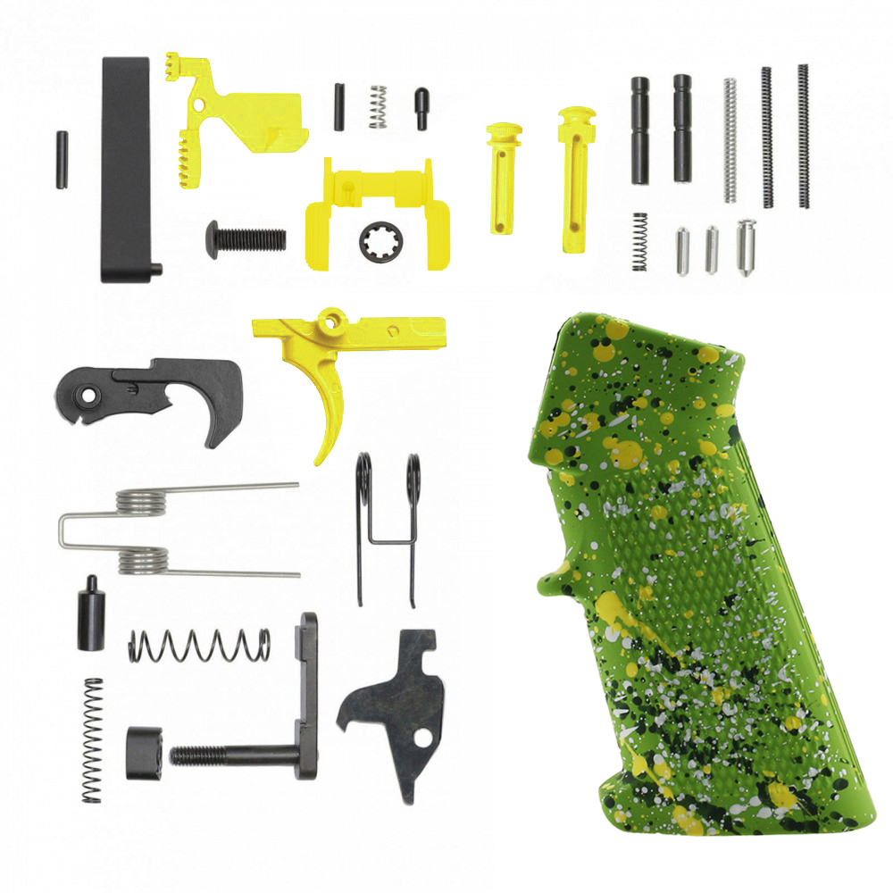 CERAKOTE ZOMBIE GREEN SPLATTER GRIP| AR-15 Lower Receiver Parts Kit W/ Color Option