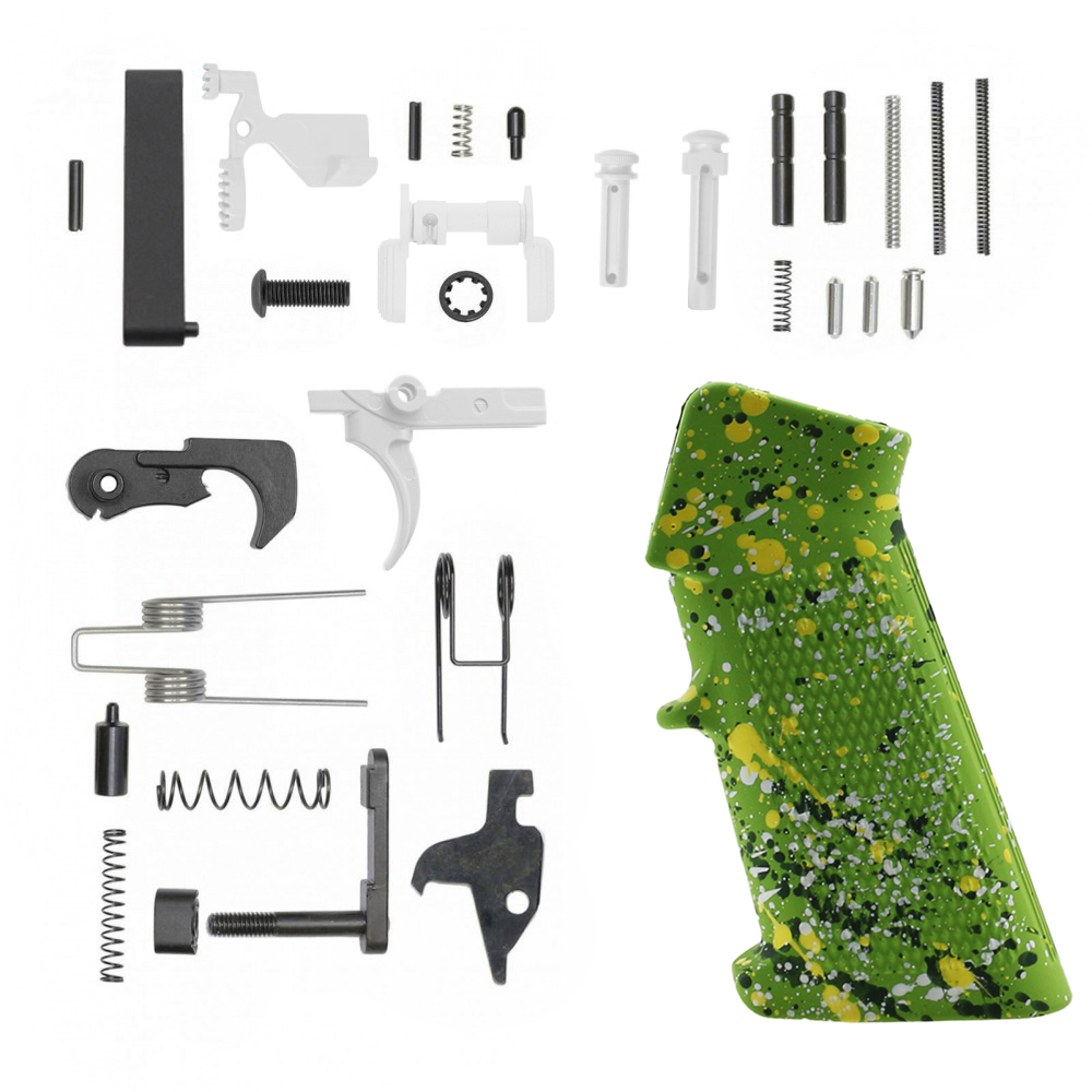 CERAKOTE ZOMBIE GREEN SPLATTER GRIP| AR-15 Lower Receiver Parts Kit W/ Color Option