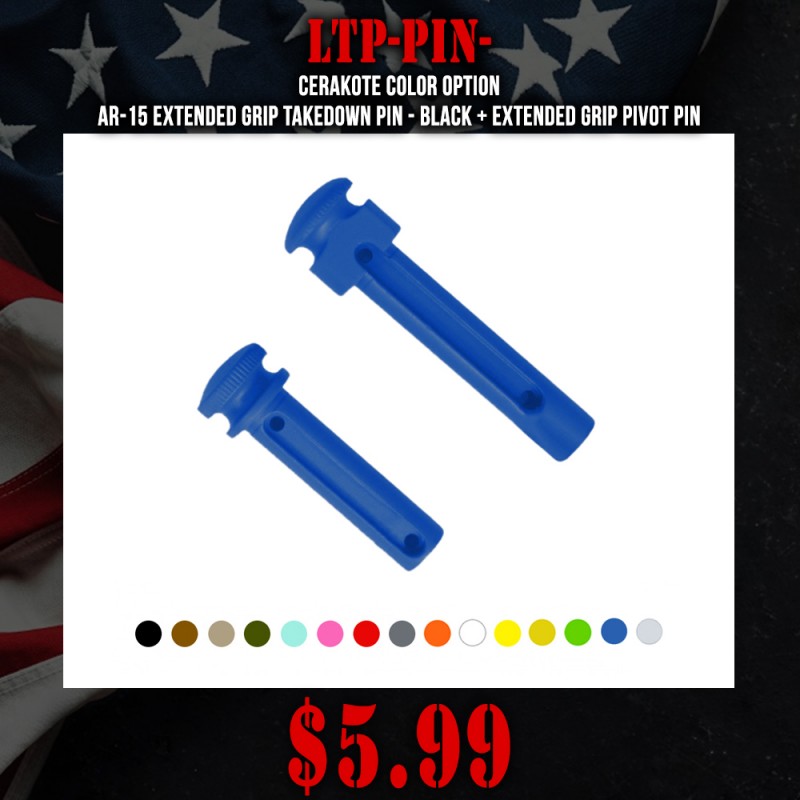 CERAKOTE COLOR OPTION| AR-15 Extended Grip Takedown Pin - Black + Extended Grip Pivot Pin CERAKOTE COLOR OPTION| AR-15 Extended Grip Takedown Pin - Black + Extended Grip Pivot Pin