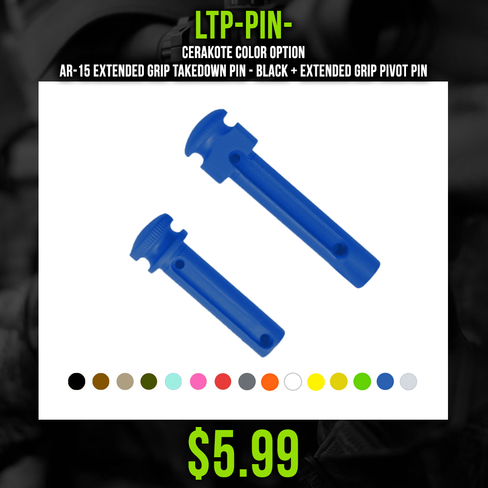 CERAKOTE COLOR OPTION| AR-15 Extended Grip Takedown Pin - Black + Extended Grip Pivot Pin CERAKOTE COLOR OPTION| AR-15 Extended Grip Takedown Pin - Black + Extended Grip Pivot Pin