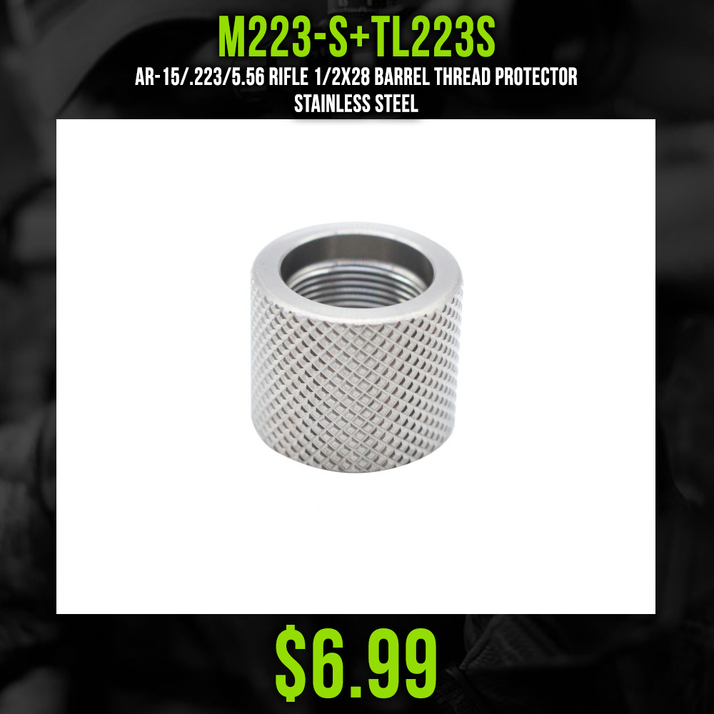AR-15/.223/5.56 Rifle 1/2X28 Barrel Thread Protector | Stainless Steel AR-15/.223/5.56 Rifle 1/2X28 Barrel Thread Protector | Stainless Steel