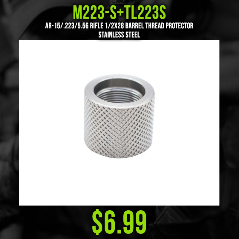 AR-15/.223/5.56 Rifle 1/2X28 Barrel Thread Protector | Stainless Steel AR-15/.223/5.56 Rifle 1/2X28 Barrel Thread Protector | Stainless Steel