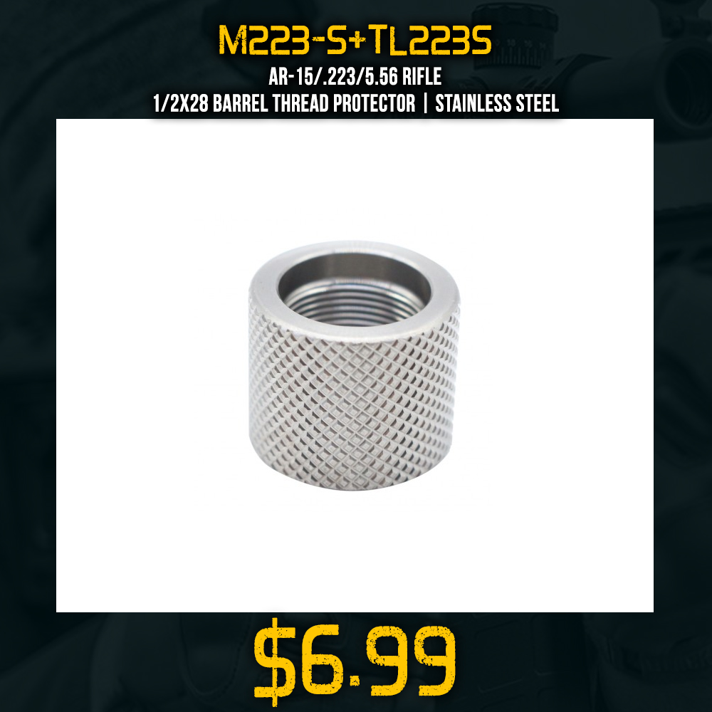 AR-15/.223/5.56 Rifle 1/2X28 Barrel Thread Protector | Stainless Steel
