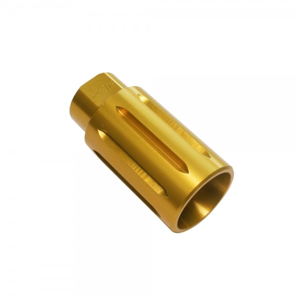 AR-10 / LR-308 Flash Can Muzzle Brake Aluminum V.2- Gold  AR-10 / LR-308 Flash Can Muzzle Brake Aluminum V.2- Gold