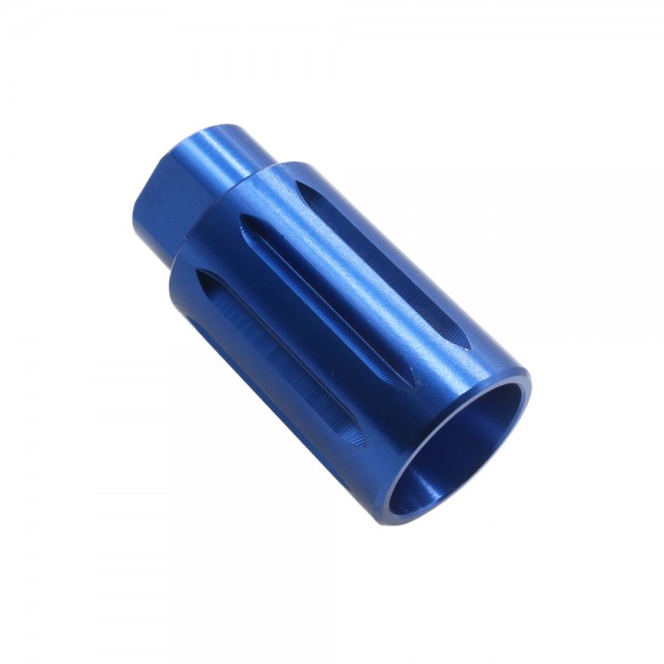 AR-15/.223/5.56 Flash Can Muzzle Brake Aluminum Blue AR-15/.223/5.56 Flash Can Muzzle Brake Aluminum Blue