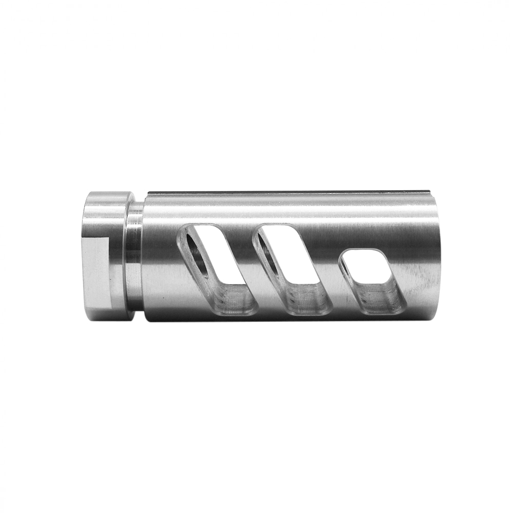 AR-15 Stainless Steel Muzzle Brake Tri Port Sides w/ Solid Top-Bottom