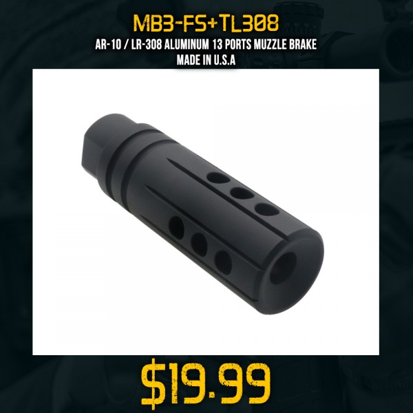 AR-10 / LR-308 Aluminum 13 Ports Muzzle Brake| Made in U.S.A