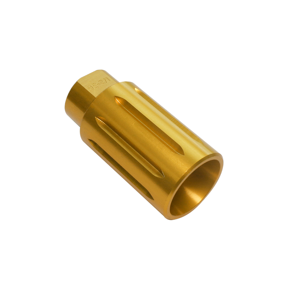 AR-9/9x19 Flash Can Muzzle Brake Aluminum - Gold 