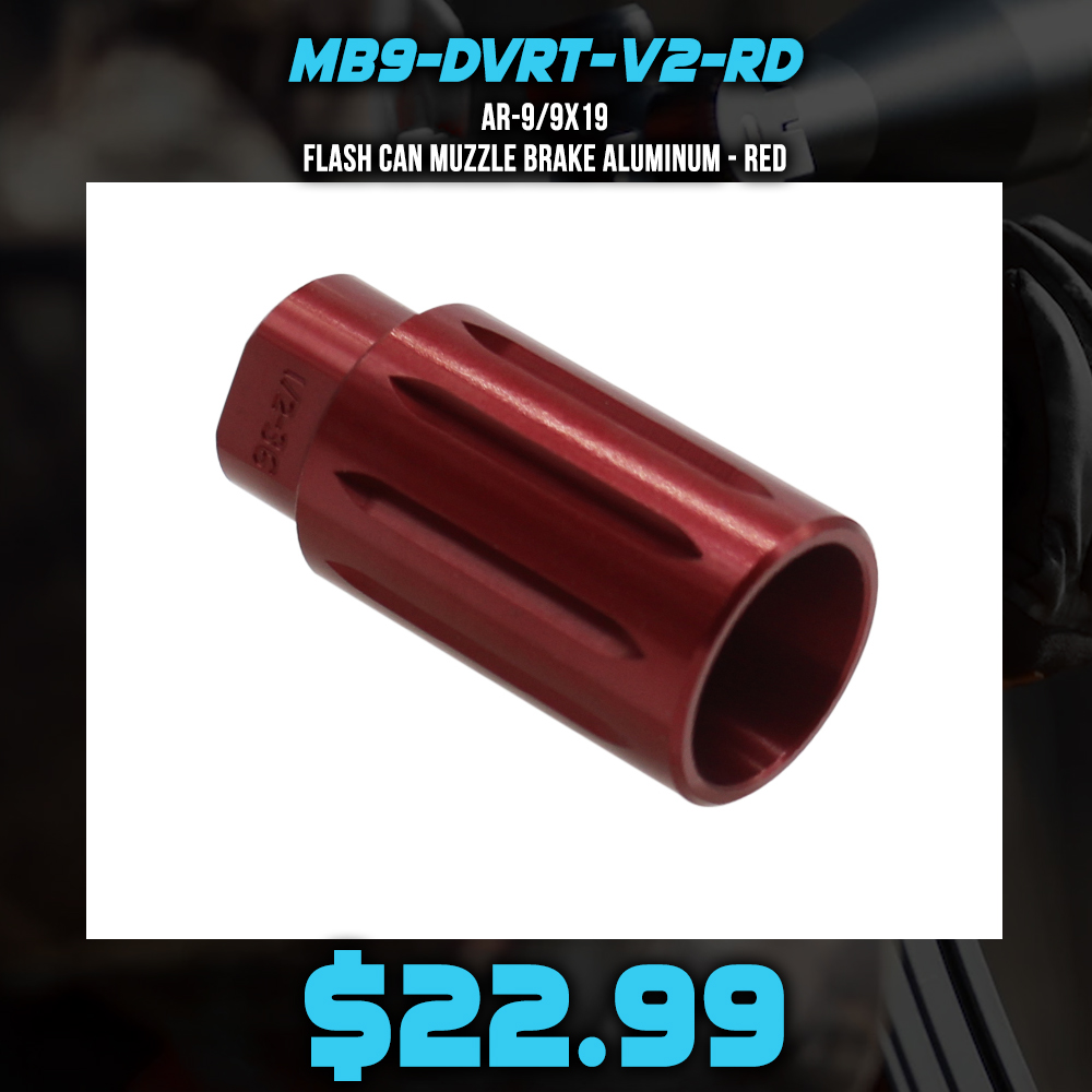 AR-9/9x19 Flash Can Muzzle Brake Aluminum - Red AR-9/9x19 Flash Can Muzzle Brake Aluminum - Red