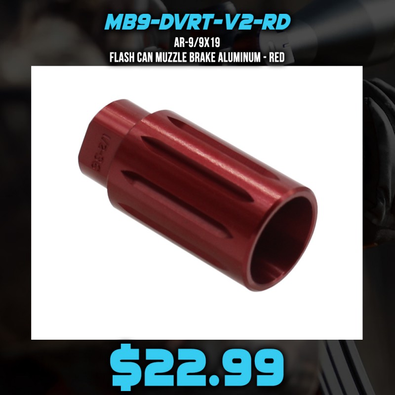 AR-9/9x19 Flash Can Muzzle Brake Aluminum - Red AR-9/9x19 Flash Can Muzzle Brake Aluminum - Red