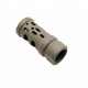 AR-10 / LR-308 Cerakote FDE Multi Ported Compensator Upsilon Muzzle Brake AR-10 / LR-308 Cerakote FDE Multi Ported Compensator Upsilon Muzzle Brake