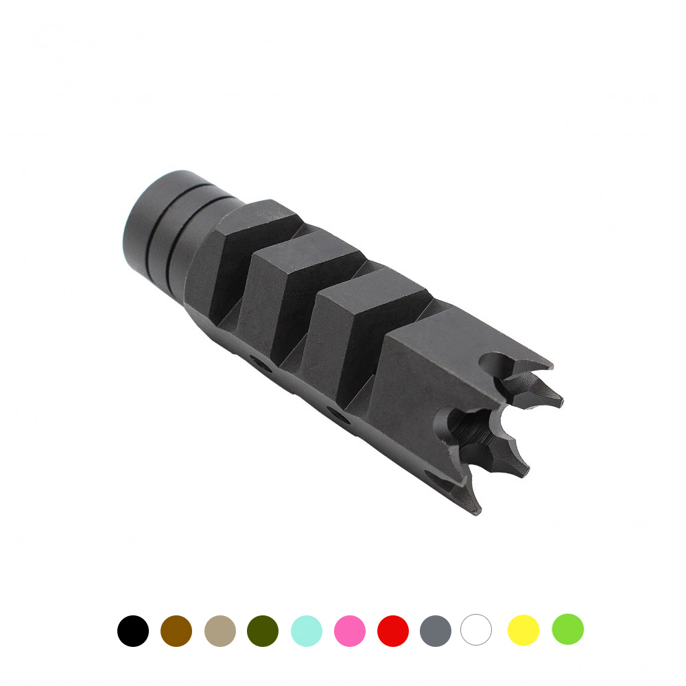 CERAKOTE COLOR OPTION| AR-15/.223/5.56 Nato Steel Shark Muzzle Brake 1/2x28 Pitch Thread W/Crush Washer