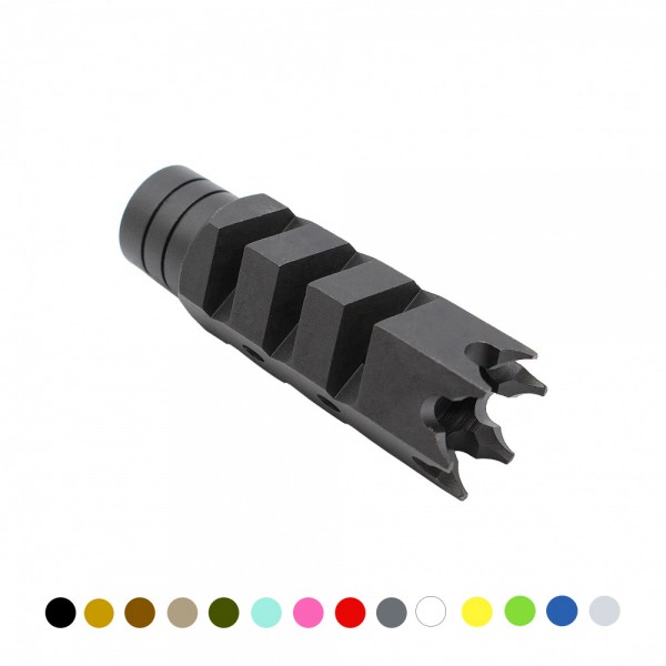 CERAKOTE COLOR OPTION| AR-15/.223/5.56 Nato Steel Shark Muzzle Brake 1/2x28 Pitch Thread W/Crush Washer CERAKOTE COLOR OPTION| AR-15/.223/5.56 Nato Steel Shark Muzzle Brake 1/2x28 Pitch Thread W/Crush Washer