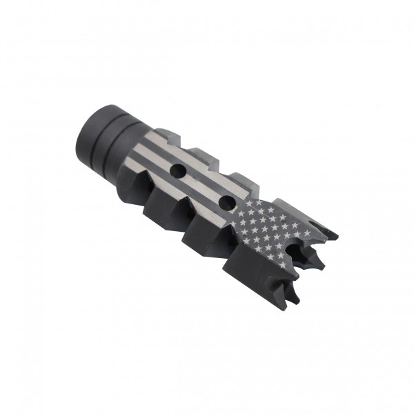 AR-15/.223/5.56 Nato Steel Shark Muzzle Brake|American Flag Laser Etched