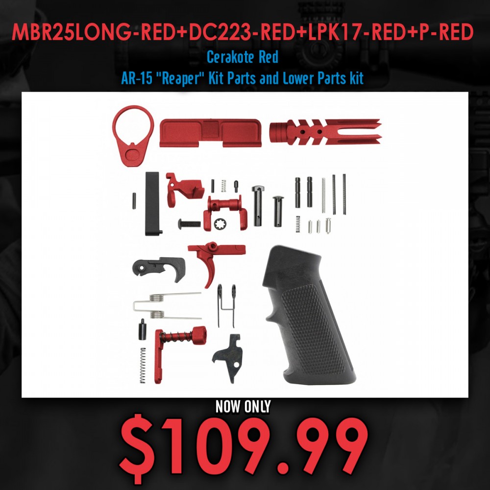 Cerakote Red | AR-15 "Reaper" Kit Parts and Lower Parts kit 