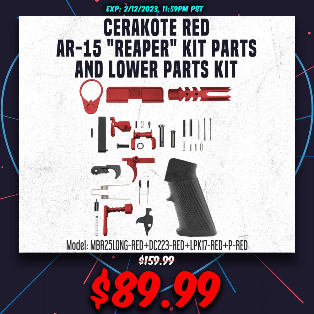 Cerakote Red | AR-15 "Reaper" Kit Parts and Lower Parts kit 