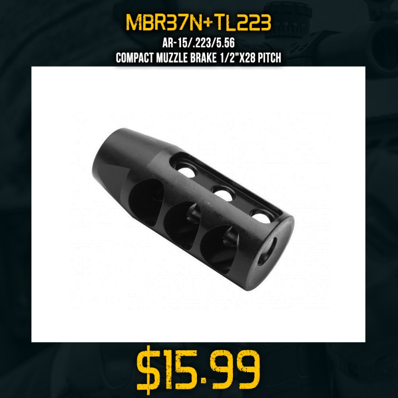 AR-15/.223/5.56 Compact Muzzle Brake 1/2"x28 Pitch AR-15/.223/5.56 Compact Muzzle Brake 1/2"x28 Pitch