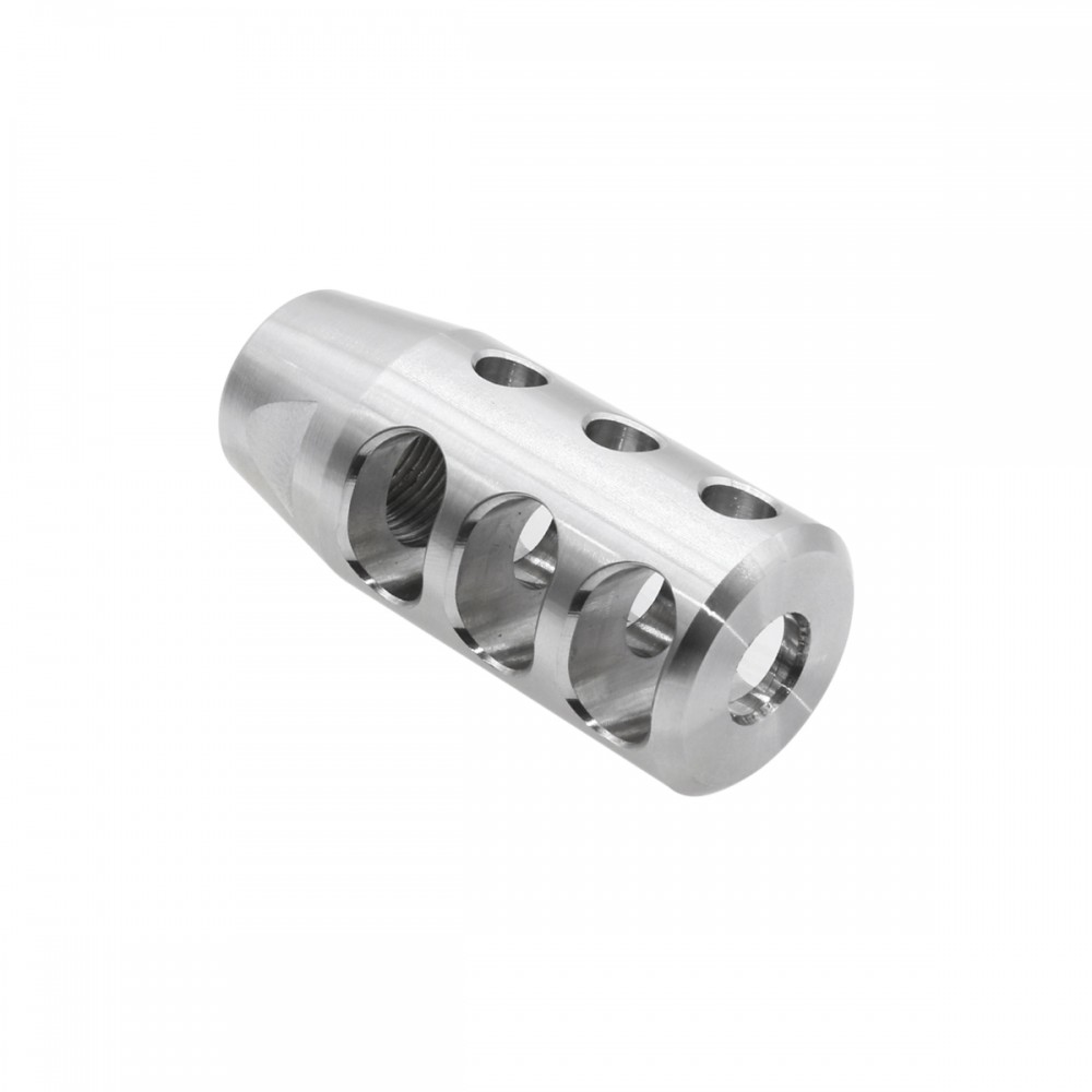 Superstition Precision 2.25" Muzzle Brake – 5/8-24 Thread, 45/70 Caliber, Stainless Steel, For Ruger American Rifle
