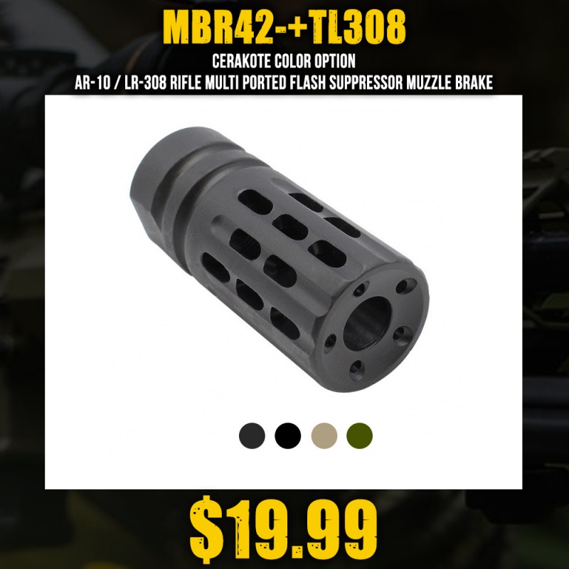 CERAKOTE COLOR OPTION| AR-10 / LR-308 Rifle Multi Ported Flash Suppressor Muzzle Brake