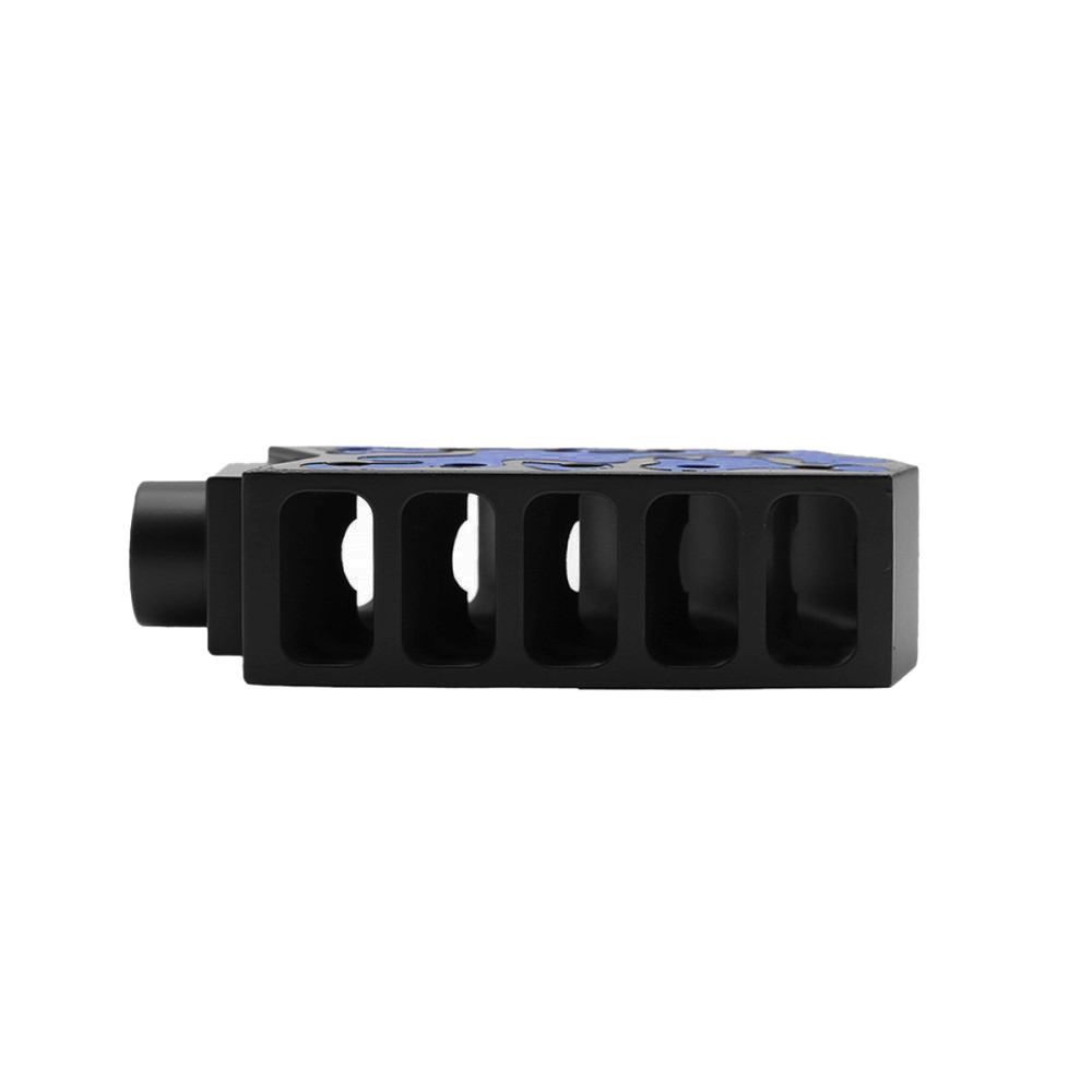 CERAKOTE CAMO BLU | AR-15/.223/5.56 Barrett Style "Tanker" Extended Length Muzzle Brake with Jam Nut - Base BLK - Pattern - BLU CERAKOTE CAMO BLU | AR-15/.223/5.56 Barrett Style "Tanker" Extended Length Muzzle Brake with Jam Nut - Base BLK - Pattern - BLU