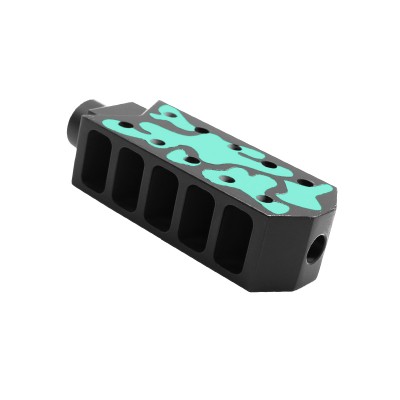 CERAKOTE CAMO RGB | AR-15/.223/5.56 Barrett Style "Tanker" Extended Length Muzzle Brake with Jam Nut - Base BLK - Pattern - RGB