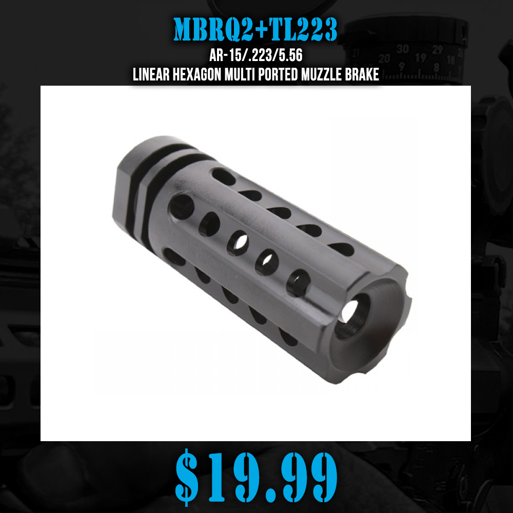 AR-15/.223/5.56 Linear Hexagon Multi Ported Muzzle Brake AR-15/.223/5.56 Linear Hexagon Multi Ported Muzzle Brake