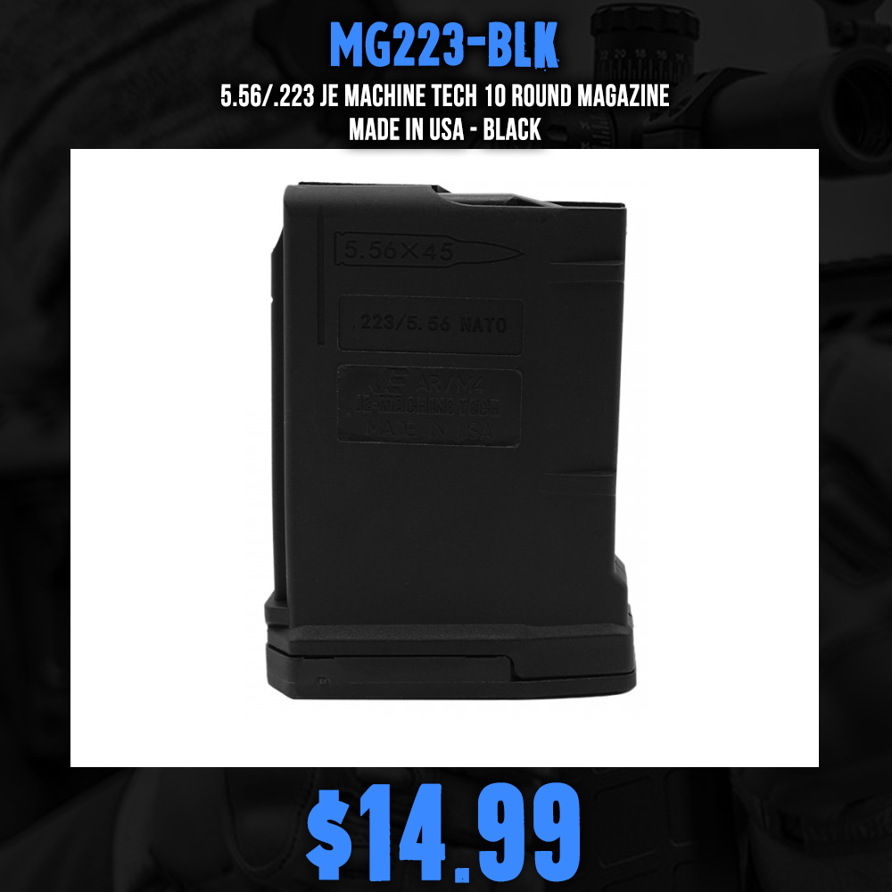 5.56/.223 JE Machine Tech 10 Round Magazine- MADE IN USA- BLACK