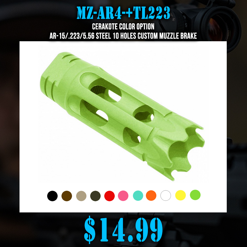 CERAKOTE COLOR OPTION| AR-15/.223/5.56 Steel 10 Holes Custom Muzzle Brake CERAKOTE COLOR OPTION| AR-15/.223/5.56 Steel 10 Holes Custom Muzzle Brake
