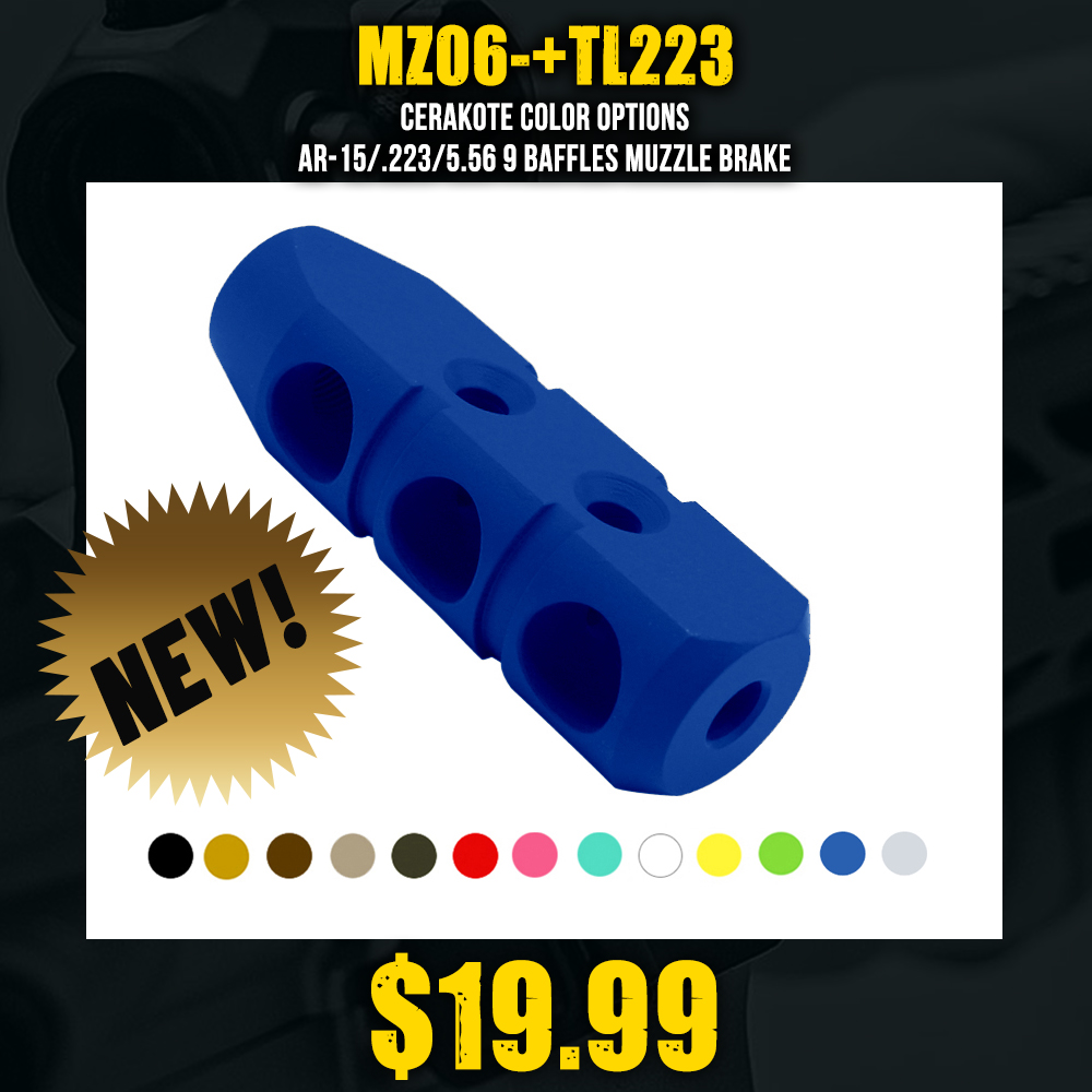 CERAKOTE COLOR OPTIONS |AR-15/.223/5.56 9 Baffles Muzzle Brake CERAKOTE COLOR OPTIONS |AR-15/.223/5.56 9 Baffles Muzzle Brake