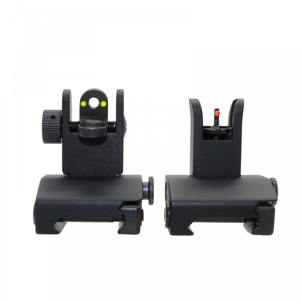 AR-15 Mini Flip Up Front and Rear Sight W/ Green and Red Dots - Packaged
