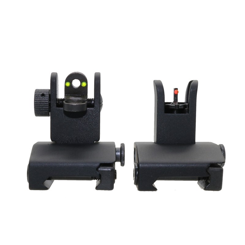 AR Mini Flip Up Front and Rear Sight W/ Green and Red Dots - Packaged