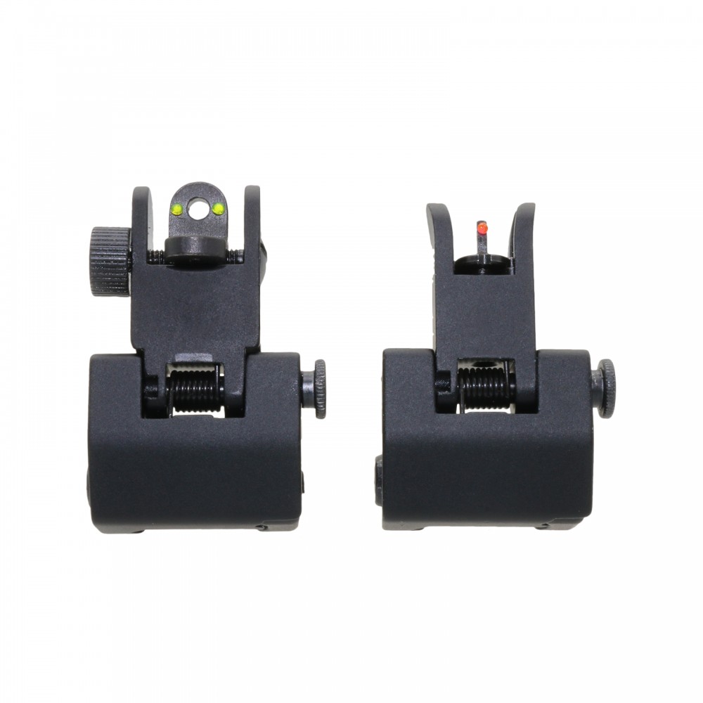 AR-15 Mini Flip Up Front and Rear Sight W/ Green and Red Dots