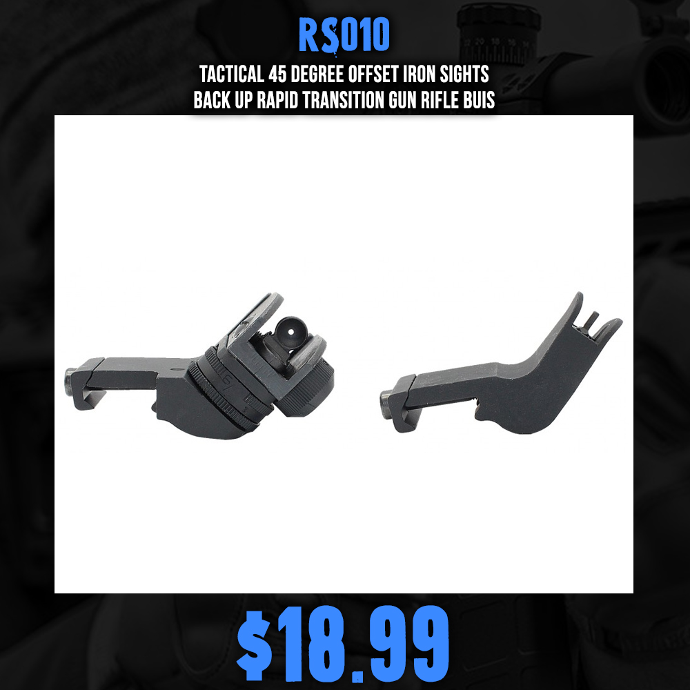 Tactical 45 Degree Offset Iron Sights Back Up Rapid Transition Gun Rifle Buis