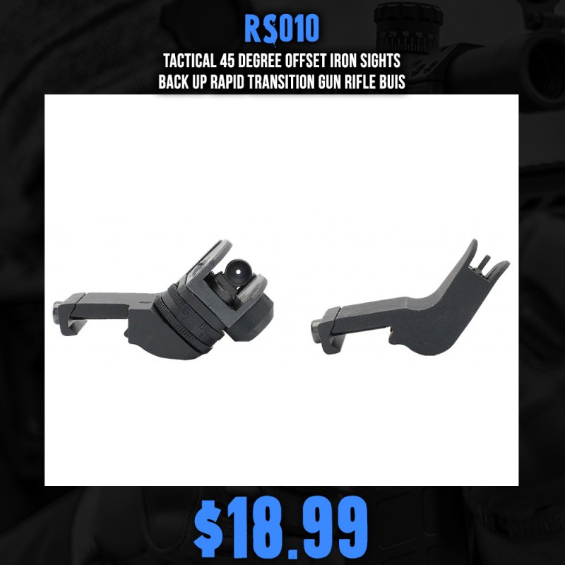 Tactical 45 Degree Offset Iron Sights Back Up Rapid Transition Gun Rifle Buis