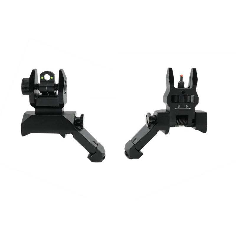 Flip Up 45 Degree Fiber Optics- Flip Up Front & Rear Sights with Red and Green Dots