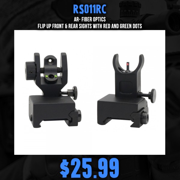 AR- Fiber Optics- Flip Up Front & Rear Sights with Red and Green Dots