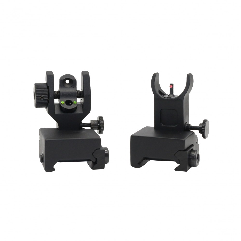 AR- Fiber Optics- Flip Up Front & Rear Sights with Red and Green Dots