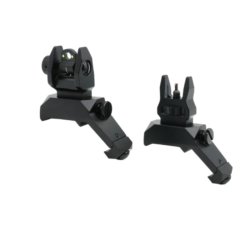 Flip Up 45 Degree Fiber Optics- Flip Up Front & Rear Sights with Red and Green Dots