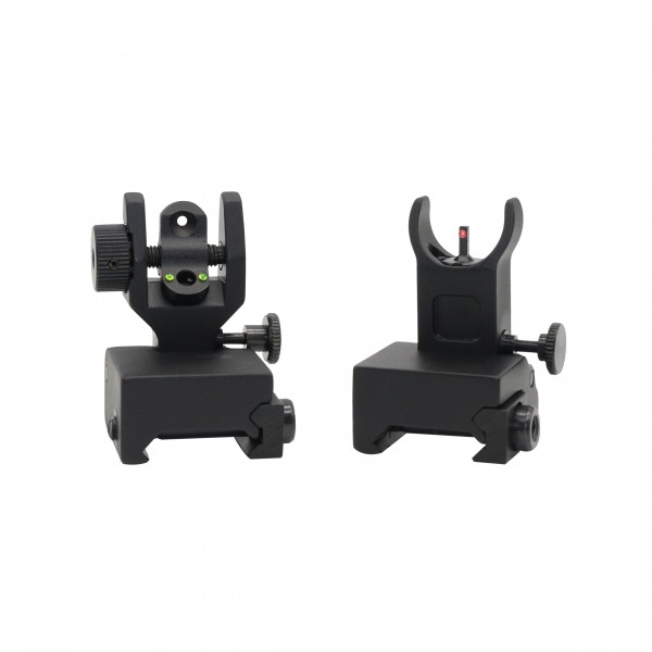 AR Front And Rear Flip Up Sights -Green And Red Dots