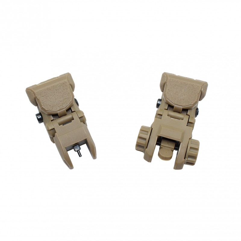 Front And Rear Polymer Flip-Up Sights-Tan