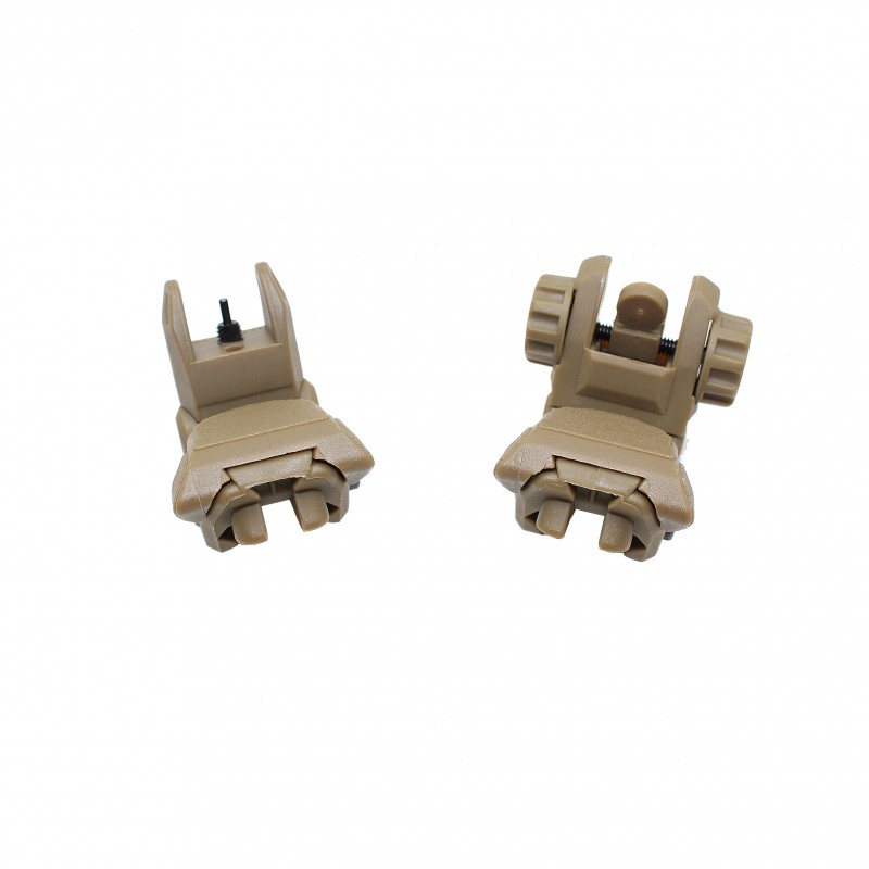 Front And Rear Polymer Flip-Up Sights-Tan