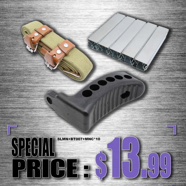 Mosin Nagant Rifle Sling + 1" Rubber Recoil Butt Pad + Stripper Clips