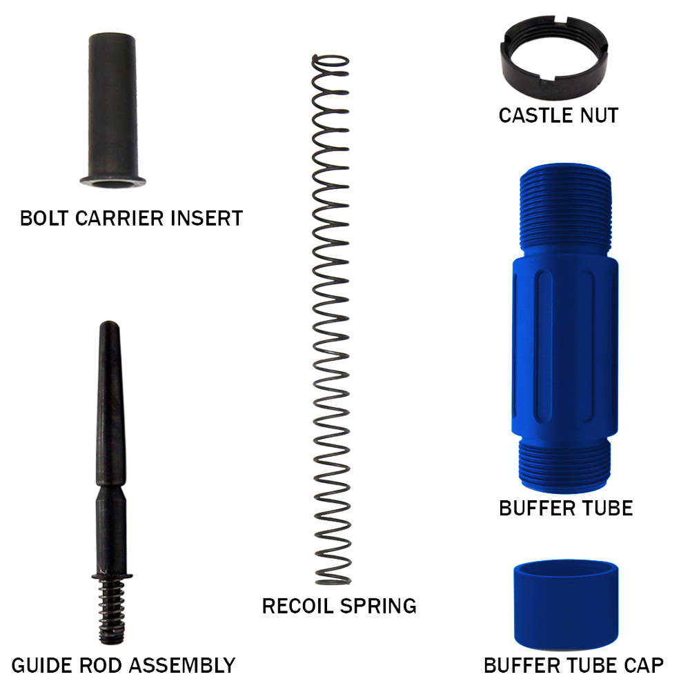 CERAKOTE BLUE FLAME | AR-15 Complete Compact Buffer Tube 3.5''| End Plate Option CERAKOTE BLUE FLAME | AR-15 Complete Compact Buffer Tube 3.5''| End Plate Option