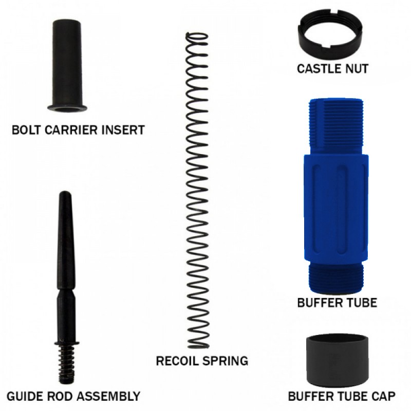 CERAKOTE BLUE FLAME | AR-15 Complete Compact Buffer Tube 3.5''-V2| End Plate Option