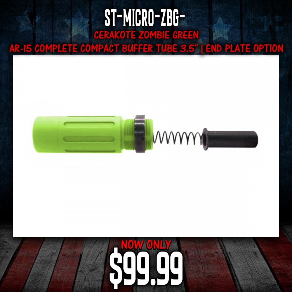CERAKOTE ZOMBIE GREEN | AR-15 Complete Compact Buffer Tube 3.5''| End Plate Option