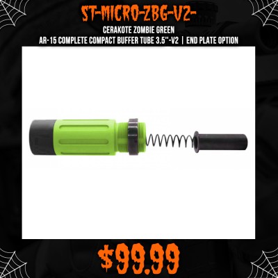 CERAKOTE ZOMBIE GREEN | AR-15 Complete Compact Buffer Tube 3.5''-V2| End Plate Option