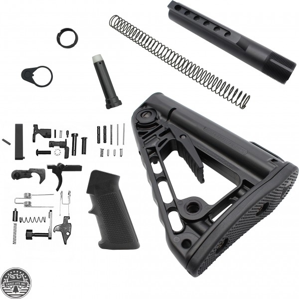 AR-15 Lower Build Kit With Rogers Super Stock ar 15 stock carbine parts diagram 