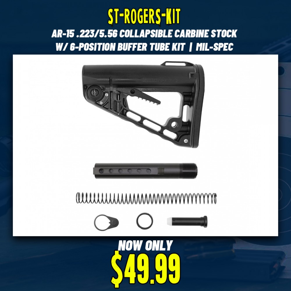 AR-15 .223/5.56 6-Position Buffer Tube Kit W/ Rogers Super-Stoc Deluxe Rifle Stock | Mil-Spec