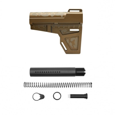 CERAKOTE CAMO BBR | AR-15 Pistol Blade W/Complete Dimpled Pistol Buffer Tube Kit - Base BBR - Pattern - FDE - No Foam Pad