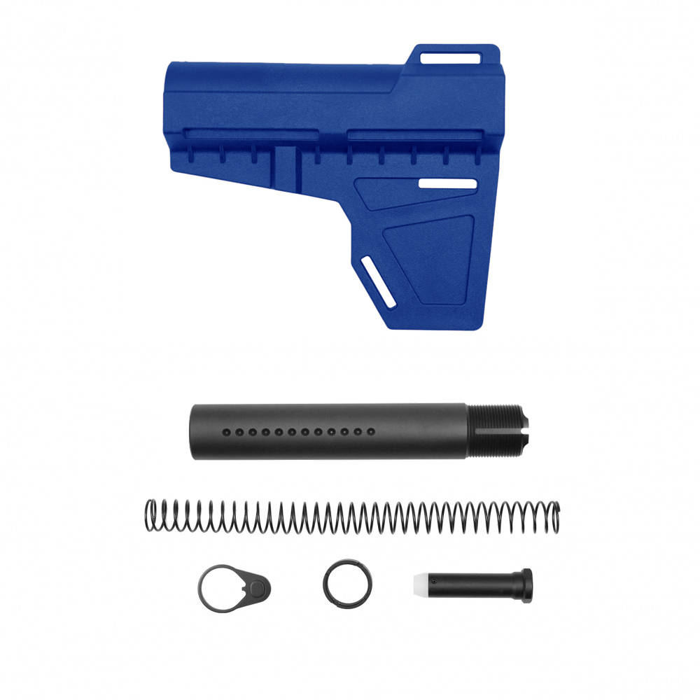 AR-15 Pistol Blade W/Complete Dimpled Pistol Buffer Tube Kit - Cerakote Blue Flame - No Foam Pad